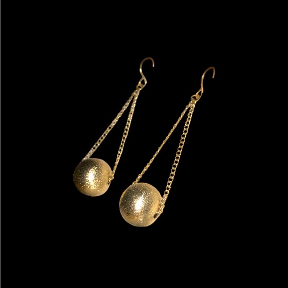 Jewelry - Retro Gold Sparkle Dangle Chain Balls Disco Earrings